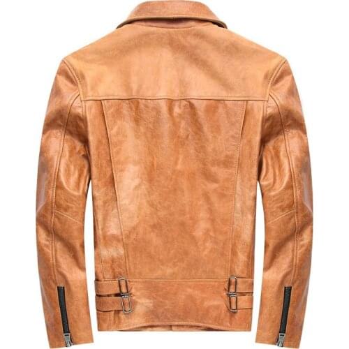 Winter Autumn Genuine Leather Jacket Men Streetweaar Real Sheepskin Coat Man Moto Biker Vintage Cow Leather Jackets hiver