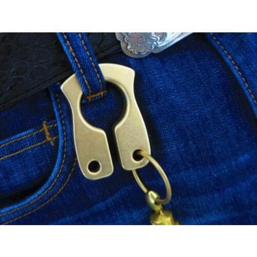 1PC Copper Brass Key Ring Hanging Buckle Hang buckle Thickness 10mm EDC Self-defense Survival Tool Outdoor Camping Pocket Tool