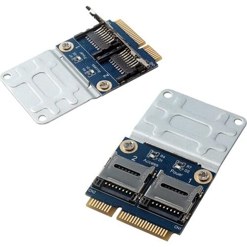 Mini PCIE Card Adapter PCI-e Mpci-e To Dual TF SDHC SDXC Reader Adaptor PCI-E TO TF Card Support Windows 7 / Vista / XP Mac OS