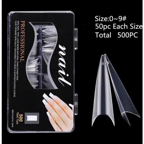 500pcs fake nails High Quality White Clear Nail Tips Press On Nail Half Cover French Artificial False Nails Manicure Decoration