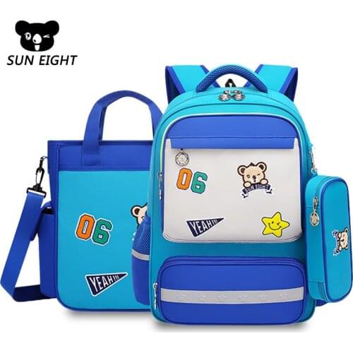 SUN EIGHT Cheap Teenagers School Bags Children Backpack Nylon Backpack Bag Six Colors Light Waterproof Primary Book Bag