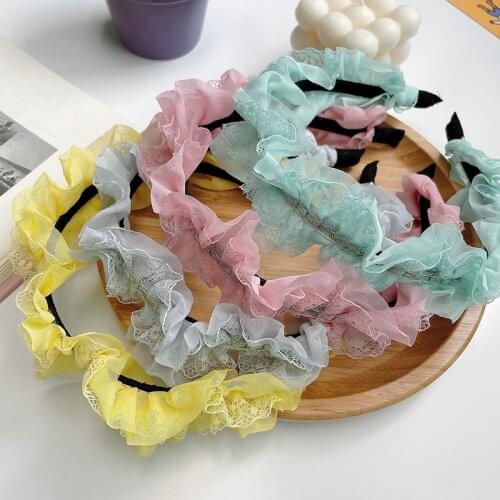 Summer Children Cute Colors Lace Wave Hairbands Headbands Girls Lovely Sweet Hair Hoop Headwear Kids Fashion Hair Accessories