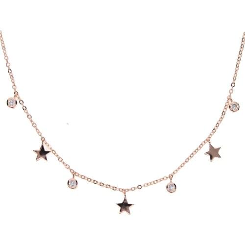 Choker necklace with star round cz dot charm fashion elegance simple women lady gift jewelry collar