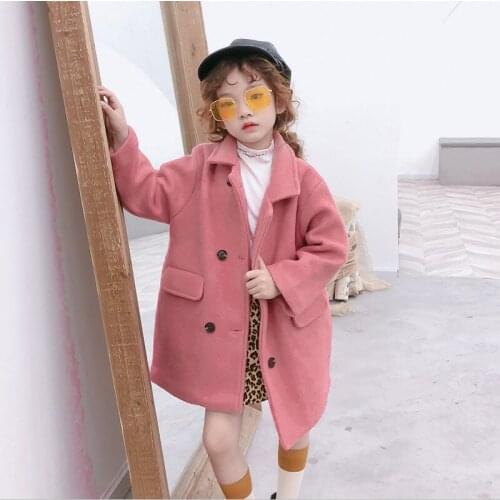 Girl Coat Kids Woolen Cloth 2021 Cool Plus Velvet Thicken Warm Winter Autumn Kids Cardigan Cotton Outwear Childrens Clothing