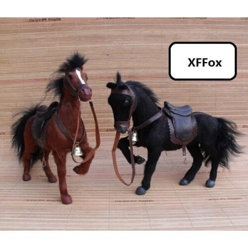 A pair of real life horse models plastic&furs simulation horse doll with saddles gift about 24cm xf1850