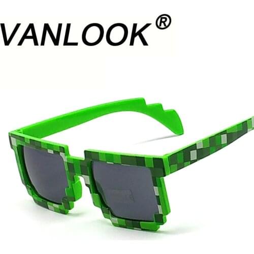 Pixel Glasses Deal with It Sunglasses Sun Points Green Blue Plaid