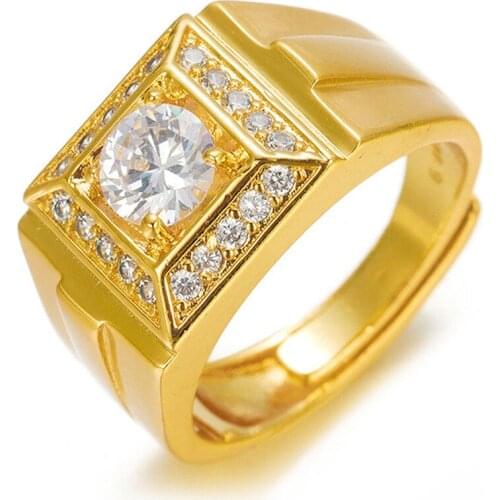 Fine Austrian AAA+ Crystal Flower White Enamel Wedding Ring Dubai 24K Gold Color Wide Engagement Rings Bridal luxury Jewelry