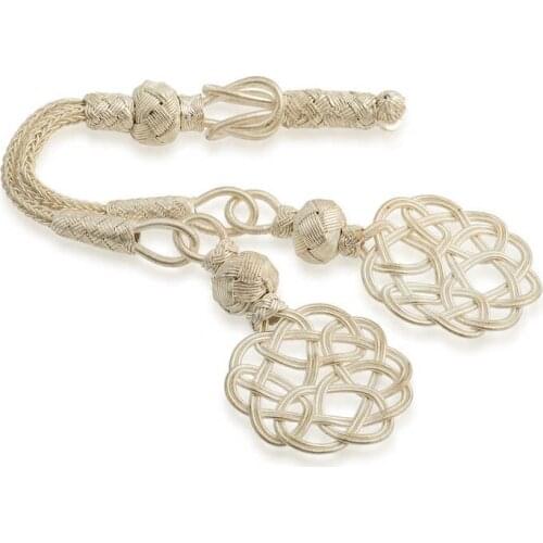 Silver Trabzon Knitting Double-Headed Kazaz Prayer Beads Tassel