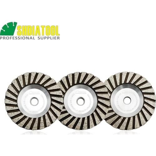 SHDIATOOL 3pcs 5/8-11 Thread (Grit #30+50+100) Diameter 4"/100mm Aluminum Based Grinding Cup Wheel Granite Marble Grinding Wheel