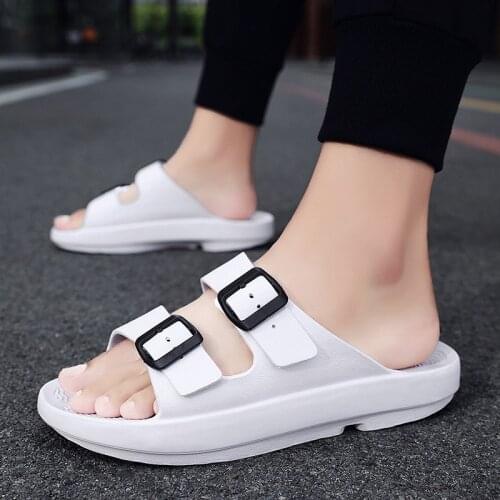 Summer Fashion Non-slip Wear-resistant Fingerless Slippers Double-breasted EVA All-match Beach Shoes Men Clogs