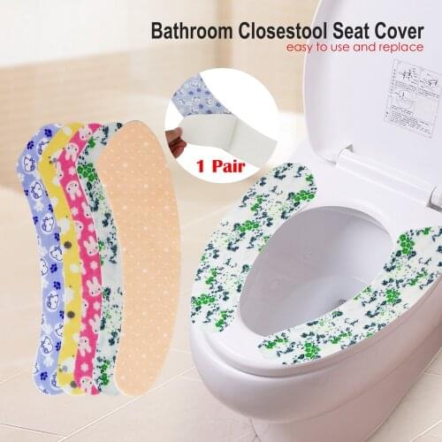 Toilet Seat Cover Home Decoration 1 Pair Bathroom Closestool Seat Cover Toilet Lid Pad Warm Soft Non-woven Fabrics Portable