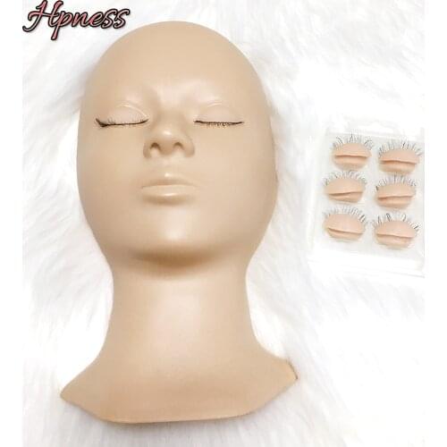 Mannequin Head Replacement Eyelids Silicone Training Mannequin Head Replaceable Makeup Practice Lash Extension Tool Professional