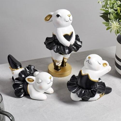Modern Resin Creative Decoration Animal Dancing Rabbit Model Modern Home Decoration Living Room Home Decoration Handicraft Gift