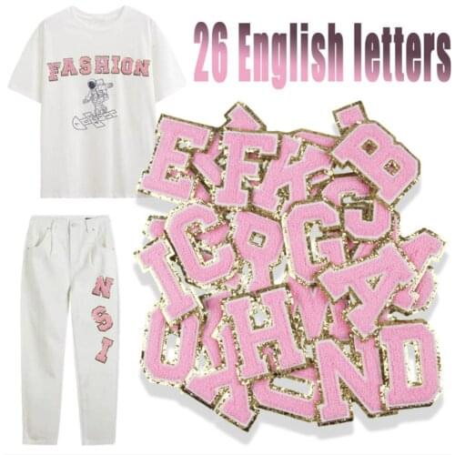 26 English Letters Fine Sequin Towel EmbroideryPatch DIY Iron On Clothing Accessories Sewing Patch