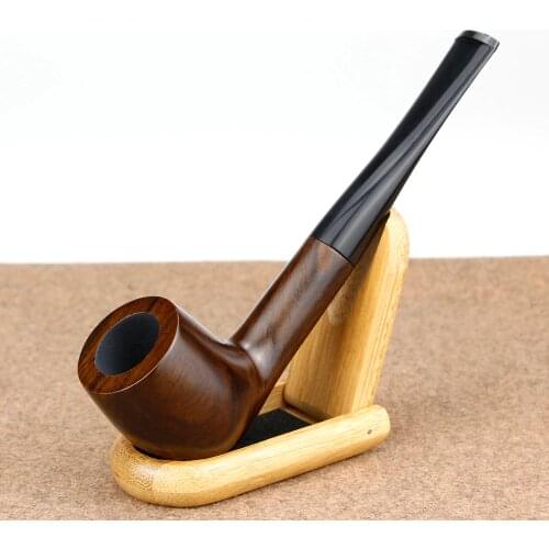 Traditional Straight Smoking Pipe 9mm Filter Tobacco Pipe Handmade Ebony Wood Pipe free tools Gift Set Wooden Smoke Pipe