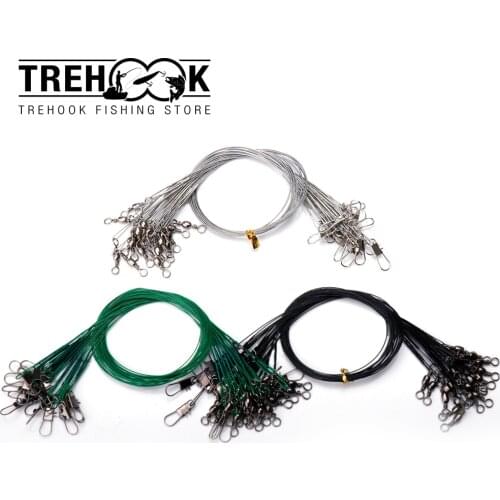 TREHOOK 20pcs/pack 15-30cm Anti Bite Steel Fishing Line Steel Wire Leader With Swivel Lead Core Leash Wire Fishing Tackle 2020