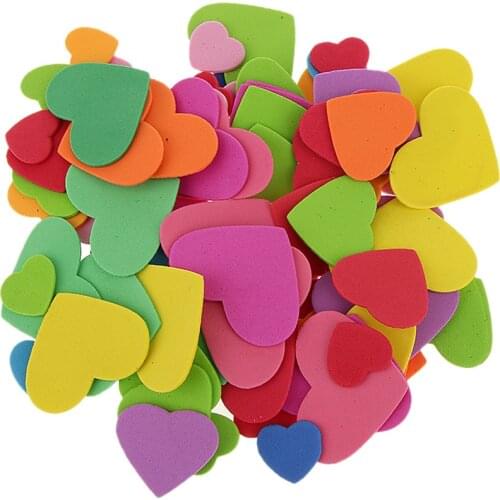 Pack of 100 Mixed Foam Heart Shapes for Kids Children Craft DIY Work Decoration