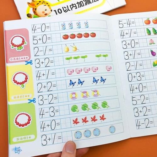 Within 5/10 Childrens Addition and Subtraction Learning Mathematics Children Kindergarten Picture Exercise Book for Kids Toys