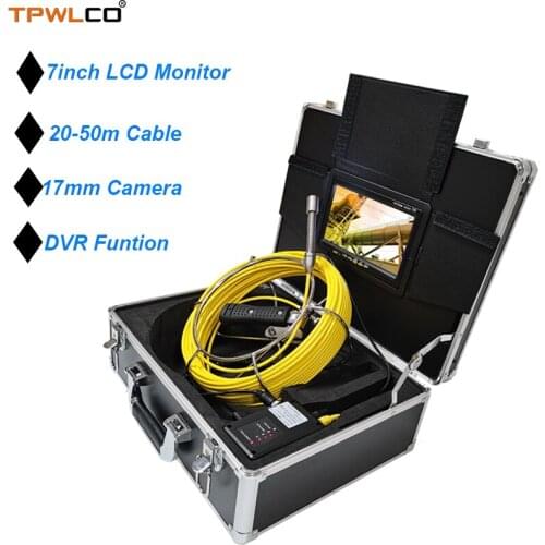 Diameter 17mm Waterproof Len Camera 20-50m Cable 7" TFT LCD Endoscope Industrial Camera Inspection System With DVR Sun-visor