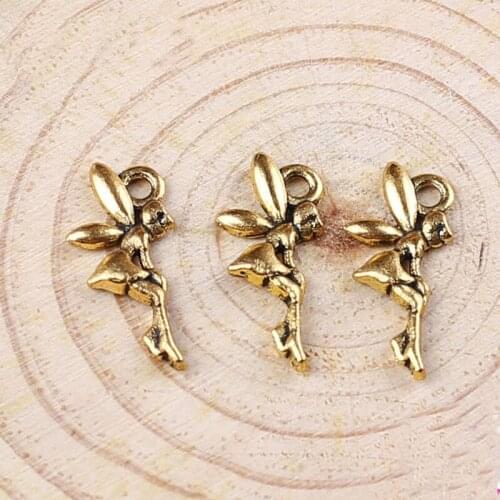 High quality 50 PCS/Lot 20mm*9mm jewelry handmade alloy antique gold Color flying angel charms