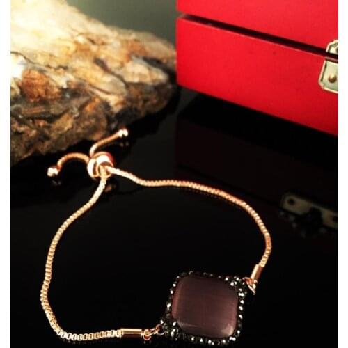 Dr Stone Natural Stone Women 'S Cat 'S Eye Stone rose gold plated Bracelet 372887680