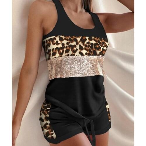 2021 Vest And Shorts Suit New Womens Deep U-neck Casual 2 Piece Set Hot Summer Womens Clothing 4 Color