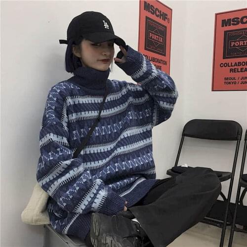 2021 Spring Autumn Sweaters for Women Plus Size Long Sleeve Oversize Korean Autumn Clothes Vintage Harajuku Tops Turtleneck