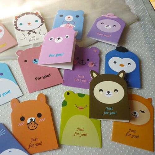 5Pcs/lot Cartoon Animal Mini Greeting Card Birthday Bussiness Gift cards funny students' gift office school Stationery supply