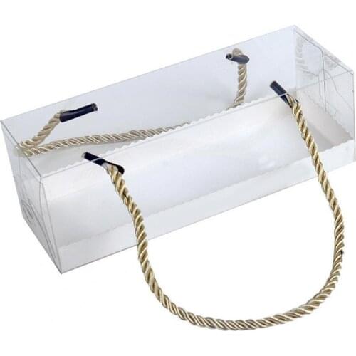 10Pcs Transparent Cake Box With Handle Pastry Boxes Rectangle Portable Sandwich Dessert Display Food Storage Holder for Party