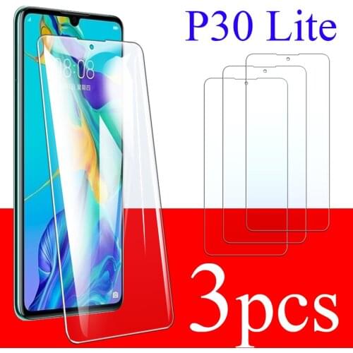 3pcs protective glass on the for huawei p30 lite tempered glass screen protector film huawi p30lite glas 9h hd clear guard