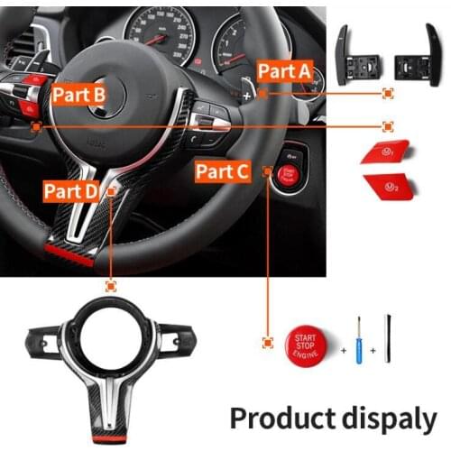 5set for BMW Carbon Steering Wheel Cover 3 Series 5 Series M3 / M4 Thong Trimming Hollow Dry Carbon Fiber