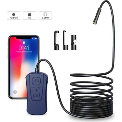 5M Cable Endoscope for Phone, 2MP HD Borescope Inspection Camera with 6 Adjustable LED Lights, (2-in-1) Waterproof Snake PQ302