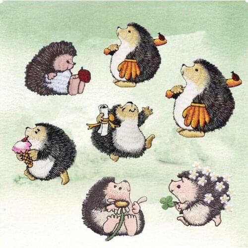 10pcs/lot Small Animal Hedgehog Embroidery Patches Clothing Decoration Accessories Ladybug Flower Iron Heat Transfer Applique