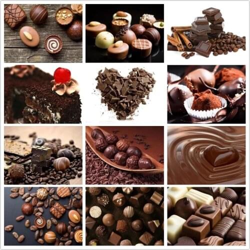 5D DIY Diamond Painting Chocolate Cakes Full Drill Diamond Mosaic Food Desserts Cross Stitch Set Candy Shop Decoration Nordic