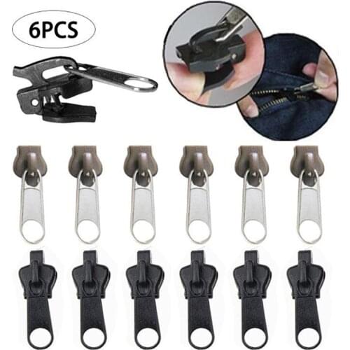 6PCS Universal Fix Zipper Repair Kit Replacement Zip Slider Teeth Rescue New Design Zippers For Sewing Clothes
