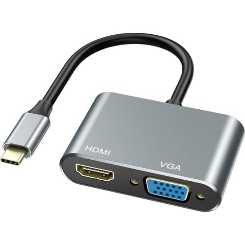 USB C To 4K HDMI-compatible VGA Adapter Type C Hub for MacBook/MacBook Pro 2019/2018 MacBook Air,LenovoYoga Dell XPS 13
