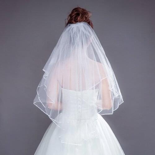 AiliBride Double layer White Long Wedding Bridal Veil Black White