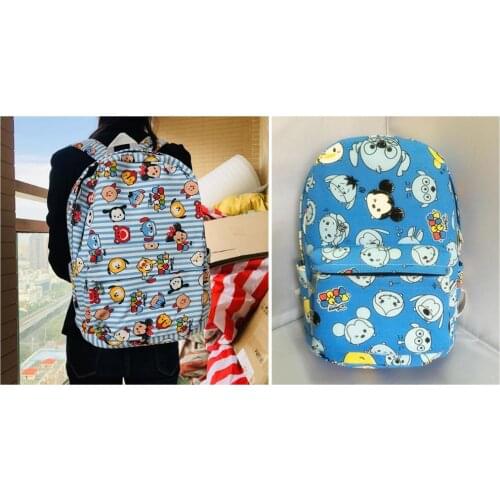 Disney TSUM Stitch Mickey Anime Figures Cartoon Product Cosplay Accessories Casual Backpack Rucksacks Gifts Unisex