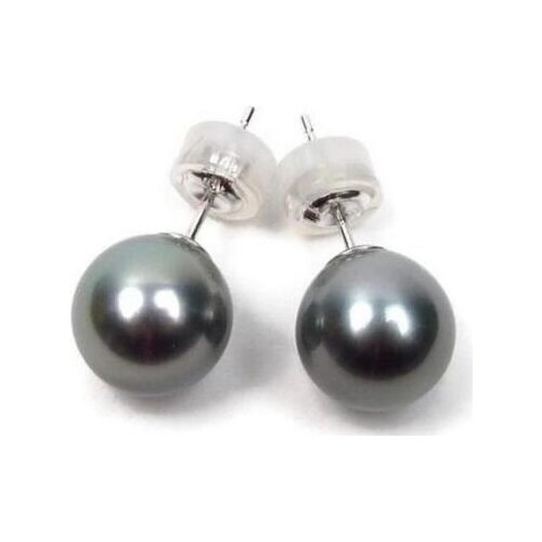 Free shipping >>>>noble jewelry gorgeous pair of 10-11mm tahitian black green pearl earring