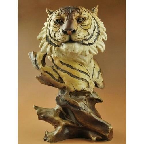 Large Nice Resin Big Cat Tiger Head Bust Statue Figure Sculpture 11"High