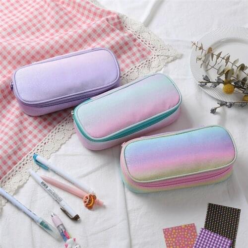 Pencil Cases For Girls Nенал Kawaii Stationery For School 2021 Case 3 Compartments Large Capacity Pen Case Pencil Pouch Cute Bag