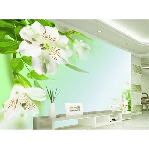 Custom Photo Wall Mural Clear Lily Photo Wallpapers with Flowers Boys and Girls Wallpaper for Childrens Bedroom 3d Wall Mural