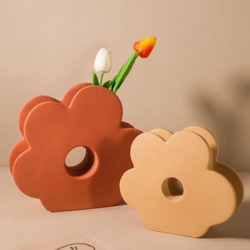 Nordic Origami Ceramic Vase Morandi Color Flower Pot Container Home Decoration Accessories