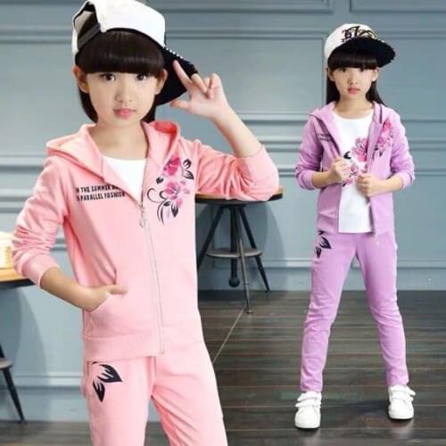 Girls Clothes Sets Sweatshirt + Pants Two-piece Hooded Childrens Clothing Set Autumn Kids Sport Suits Teenage 6 7 8 9 10 years