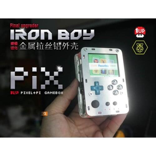Brushed metal Pocket mini Raspberry Pi 3 arcade game console handle 2.2 inch HD IPS LCD /HDMI out put TV / IRON BOY
