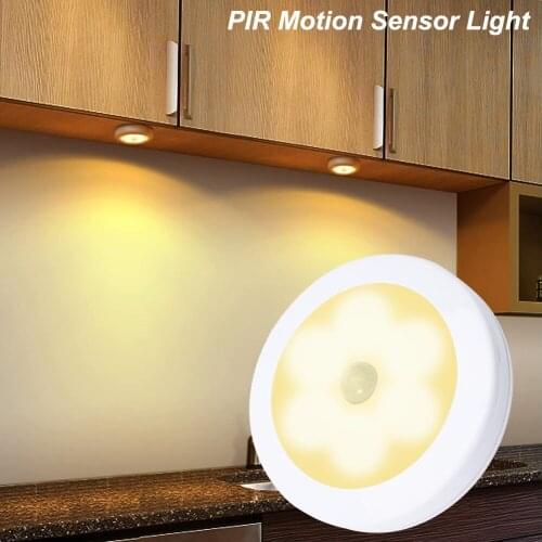 Mini Motion Sensor Lights PIR Wireless LED Night Lamp Bedroom Decoration Cabinet Closet Night Lights Battery Powered Sensor Lamp