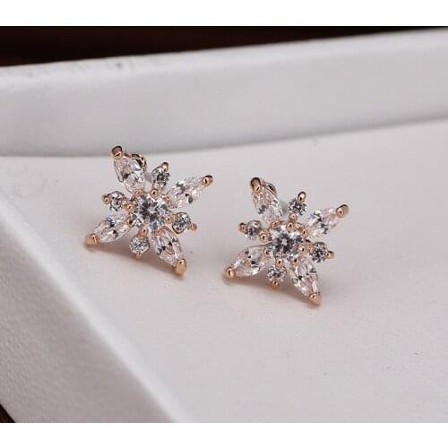 DE233 Fashion Street Snap Delicacy 4A Zircon Flower Geometry Ear Stud GIRLS Gift Party Banquet WOMENS Jewelry Earrings 2021
