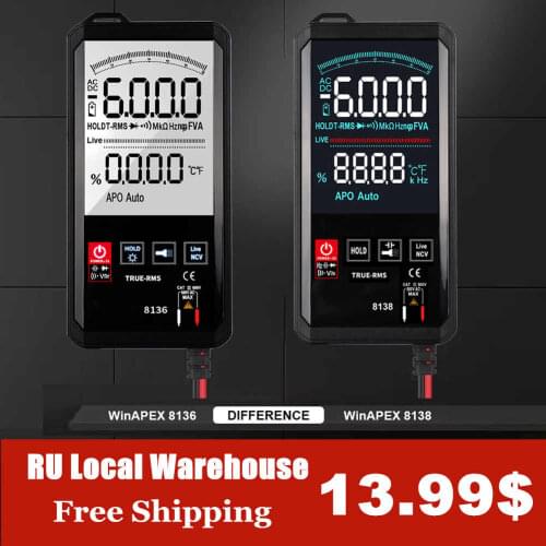WinAPEX ET8138/8136 Touch Screen Multimeter Digital Automatic 6000 Count True-RMS Voltage Frequency Capacitance Diode NCV Tester