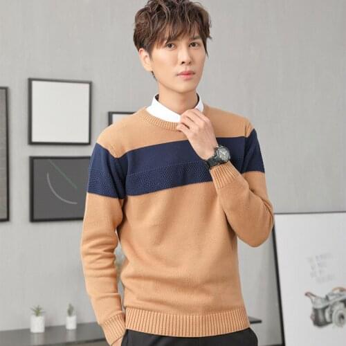 MRMT 2021 Brand Autumn Winter Mens Sweater Round Neck Pullover for Male Sweater Color Matching Youth Base Long Sleeve Sweater