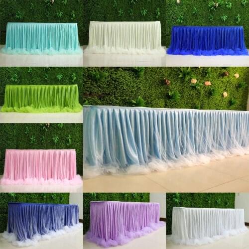 Ice Silk And Organza Table Skirt for Party Wedding Home Decoration Birthday Party / Baby Shower Chiffon Table Skirt